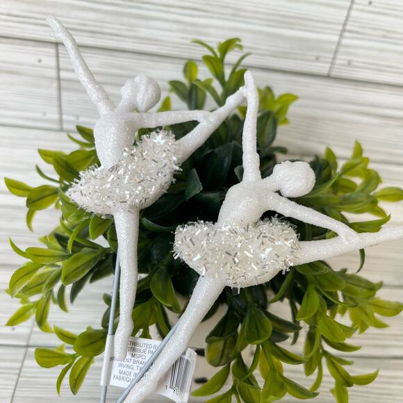NEW Ashland Sparkly Glitter Ballet Dancer White/ Silver Floral Picks Set of 4 - Picture 1 of 8